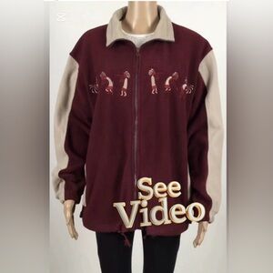 👛 ANY 2/$25 Unisex Women Large/Men Medium KOKOPELLI  Burgundy/Cream Zip Sweater